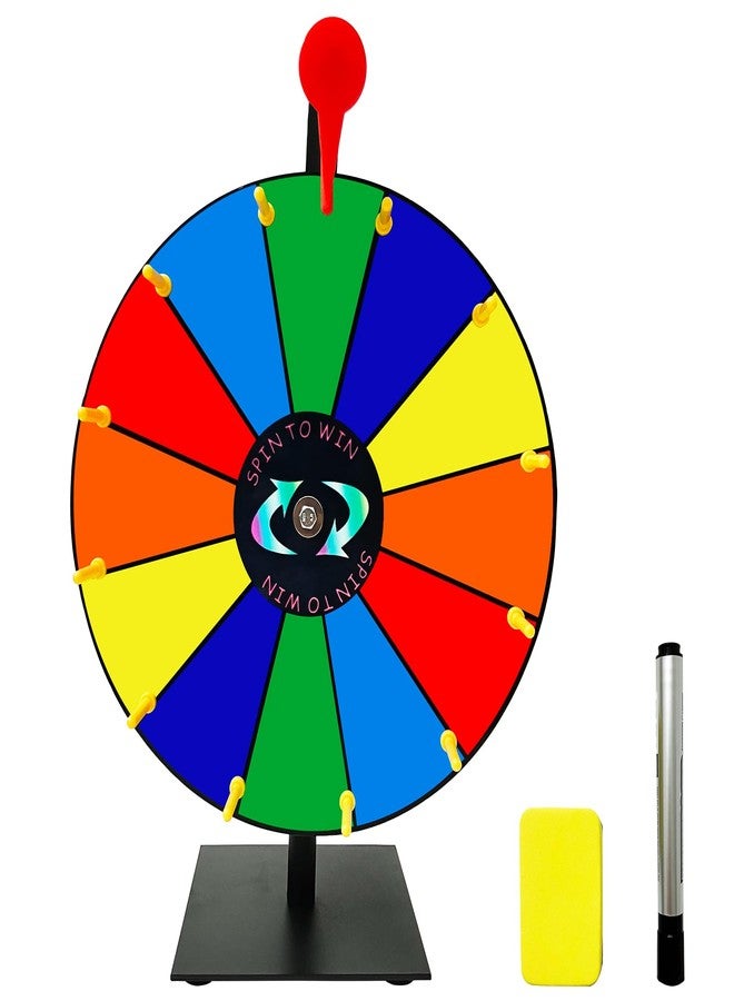 Bejudud 12 Inch Spinning Prize Wheel with 12 Slots, Heavy Duty Base and Stand, Tabletop Roulette Spinner of Fortune, Spin The Wheel with Eraser for Trade Show, Carnival (12 Inches) - Image 1